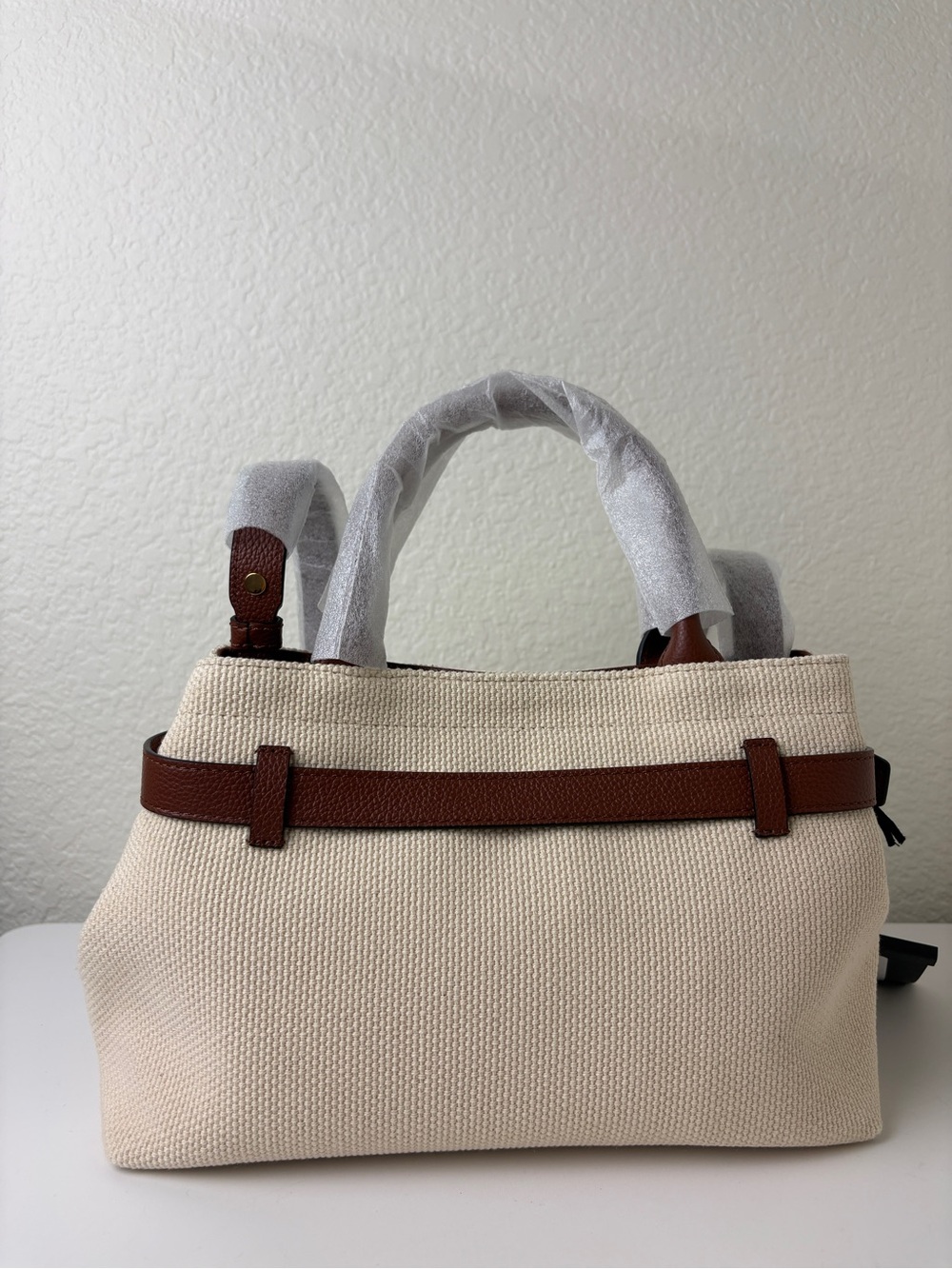 Versace Cream Tote with Brown Leather Strap and Gold Medusa Detail - Picture 5 of 9